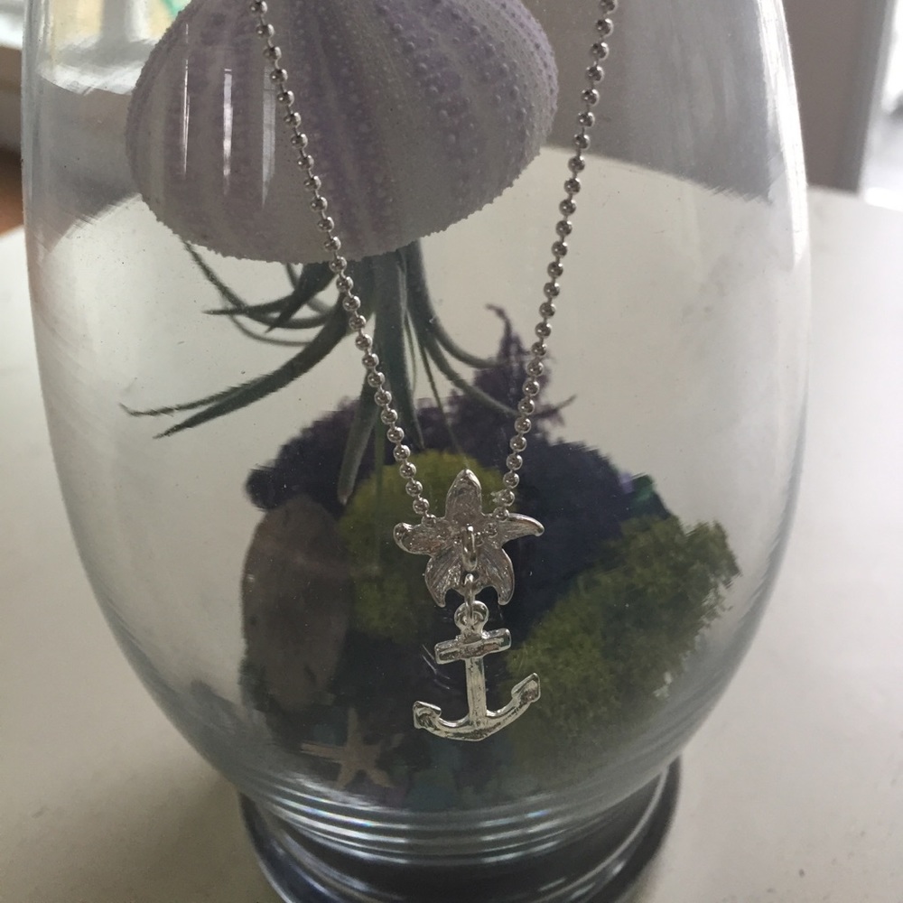 Antique Silver Anchor and Starfish Anklet